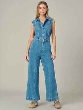 Joe’s Jeans Sleeveless Wide-Leg Denim Jumpsuit - Blue